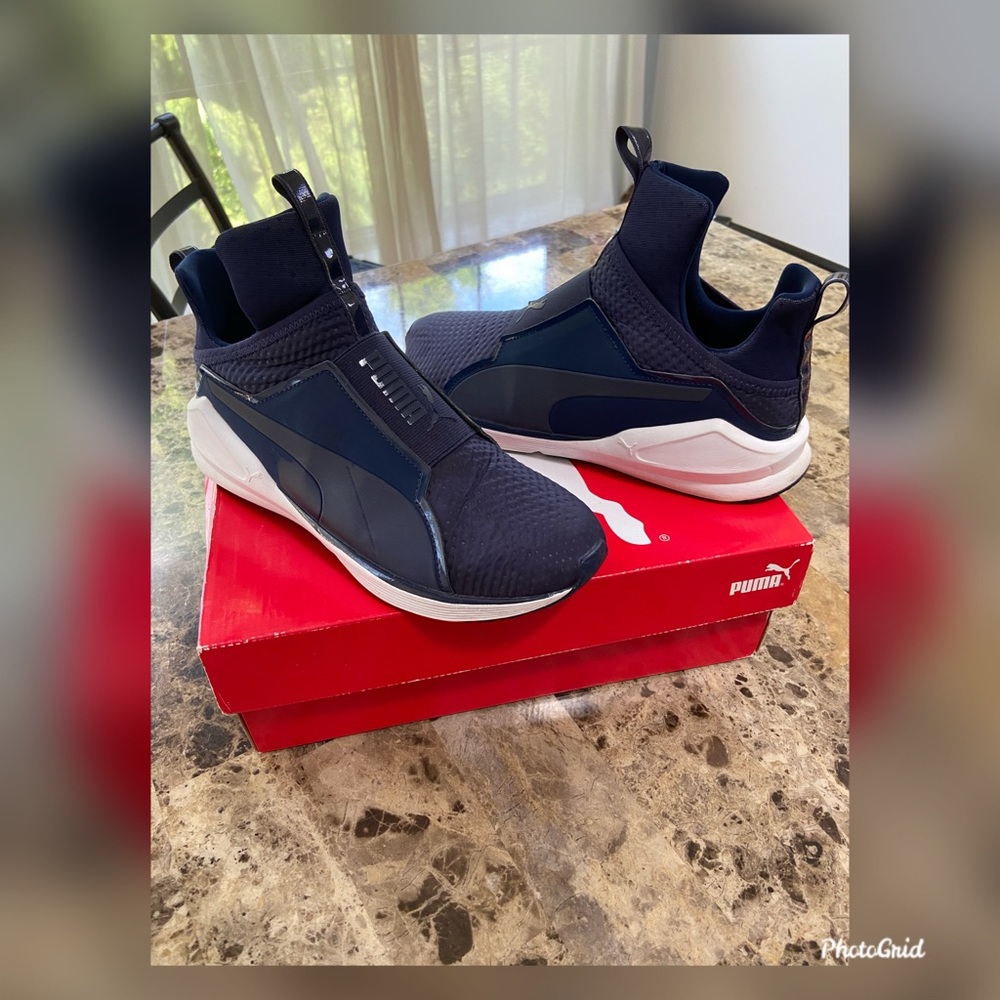 Navy Blue and white Pumas